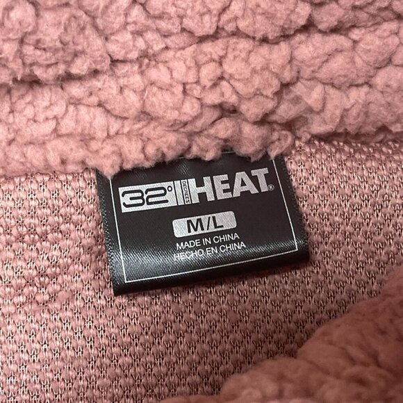 32 Degrees Heat M/L Womens Sherpa Button-Up Jacket Rose Pink a0485 - Picture 3 of 9